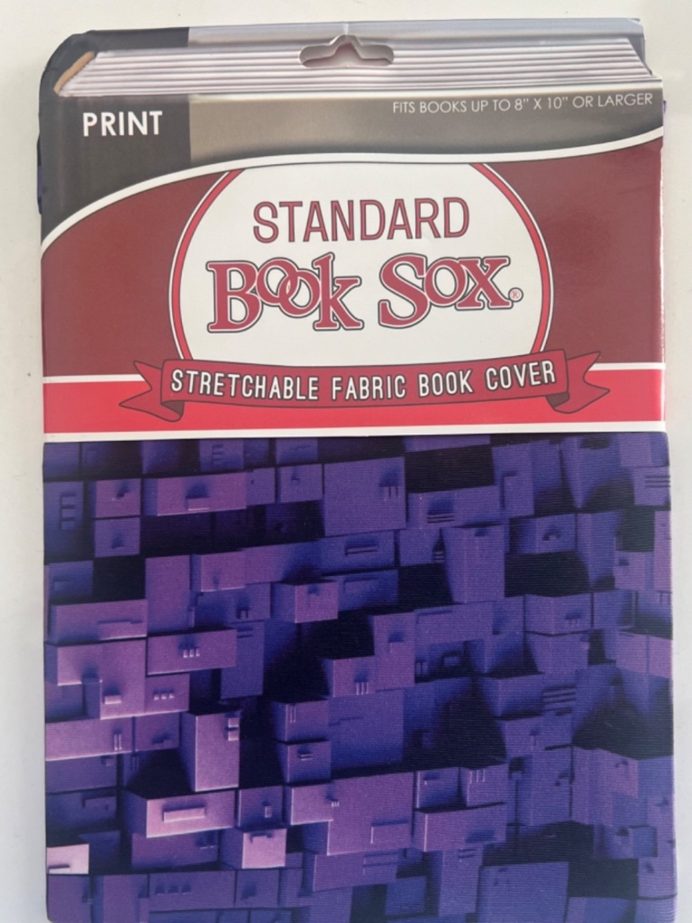 Standard 3D Purple Book Sox Stretchable Fabric Book Cover 8x10 or larger
